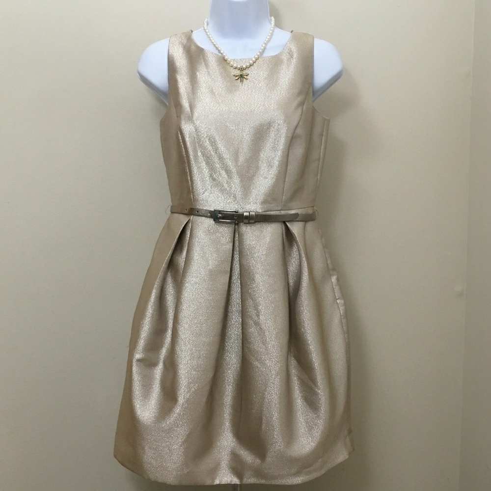 White House Black Market Mettalic Gold Dress
